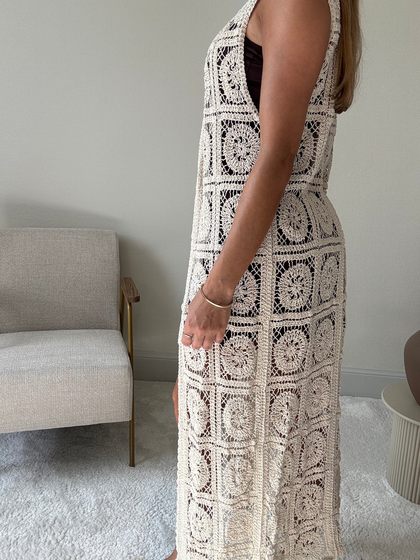 MAYA - Gilet long en crochet