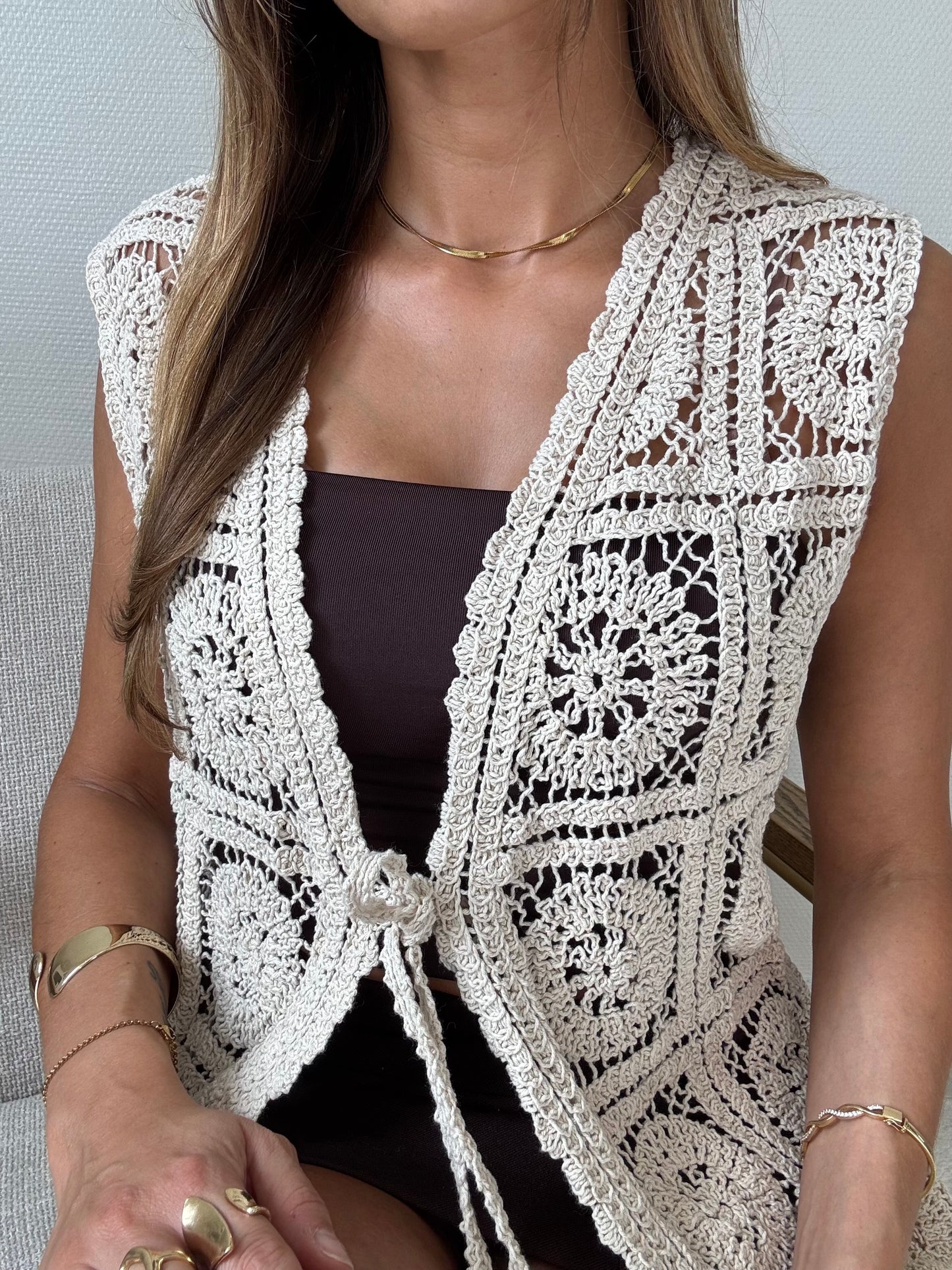 MAYA - Gilet long en crochet