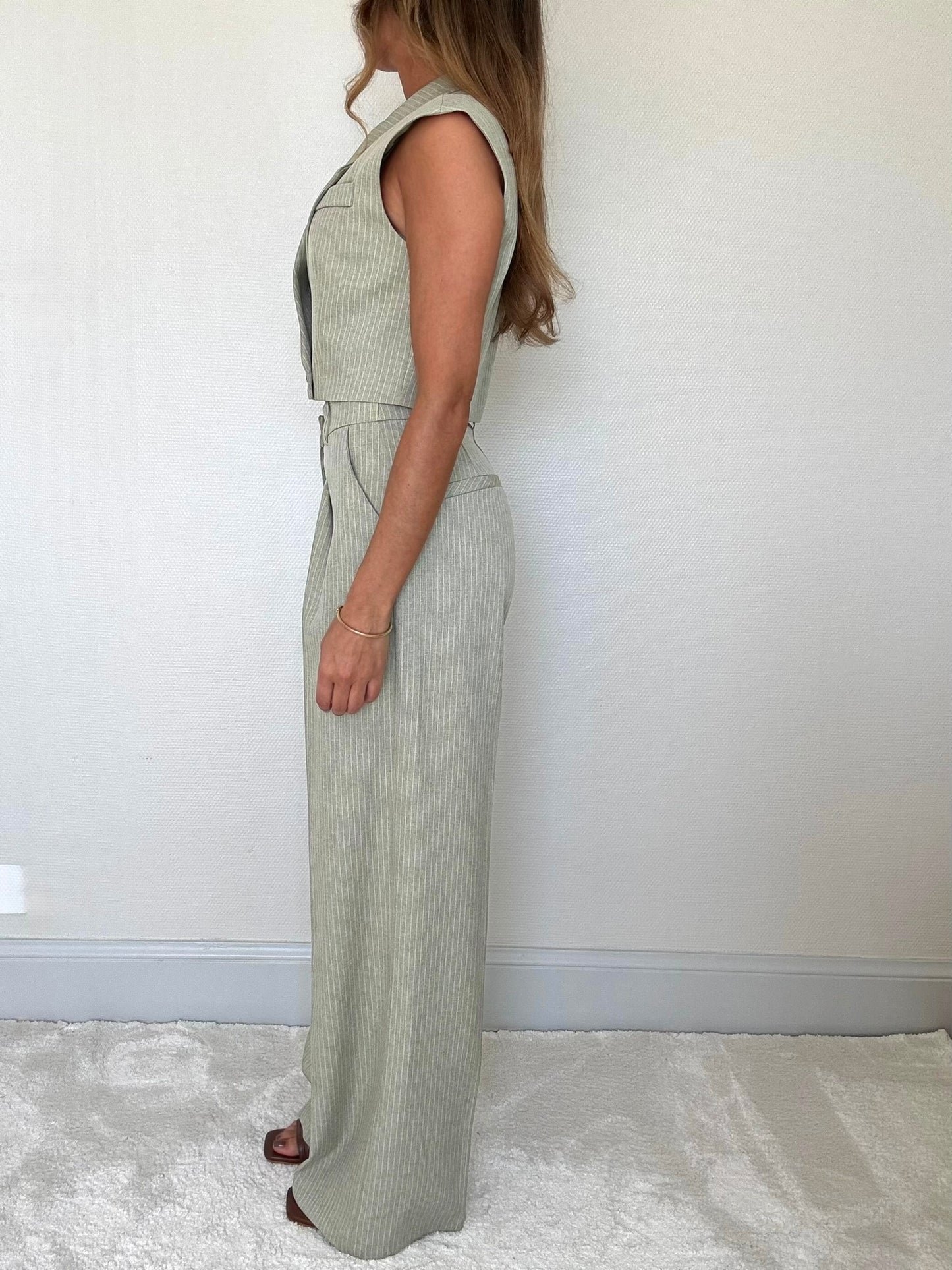 ELVY - Ensemble Tailleur Vert Pantalon
