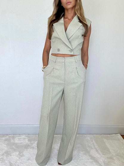 ELVY - Ensemble Tailleur Vert Pantalon