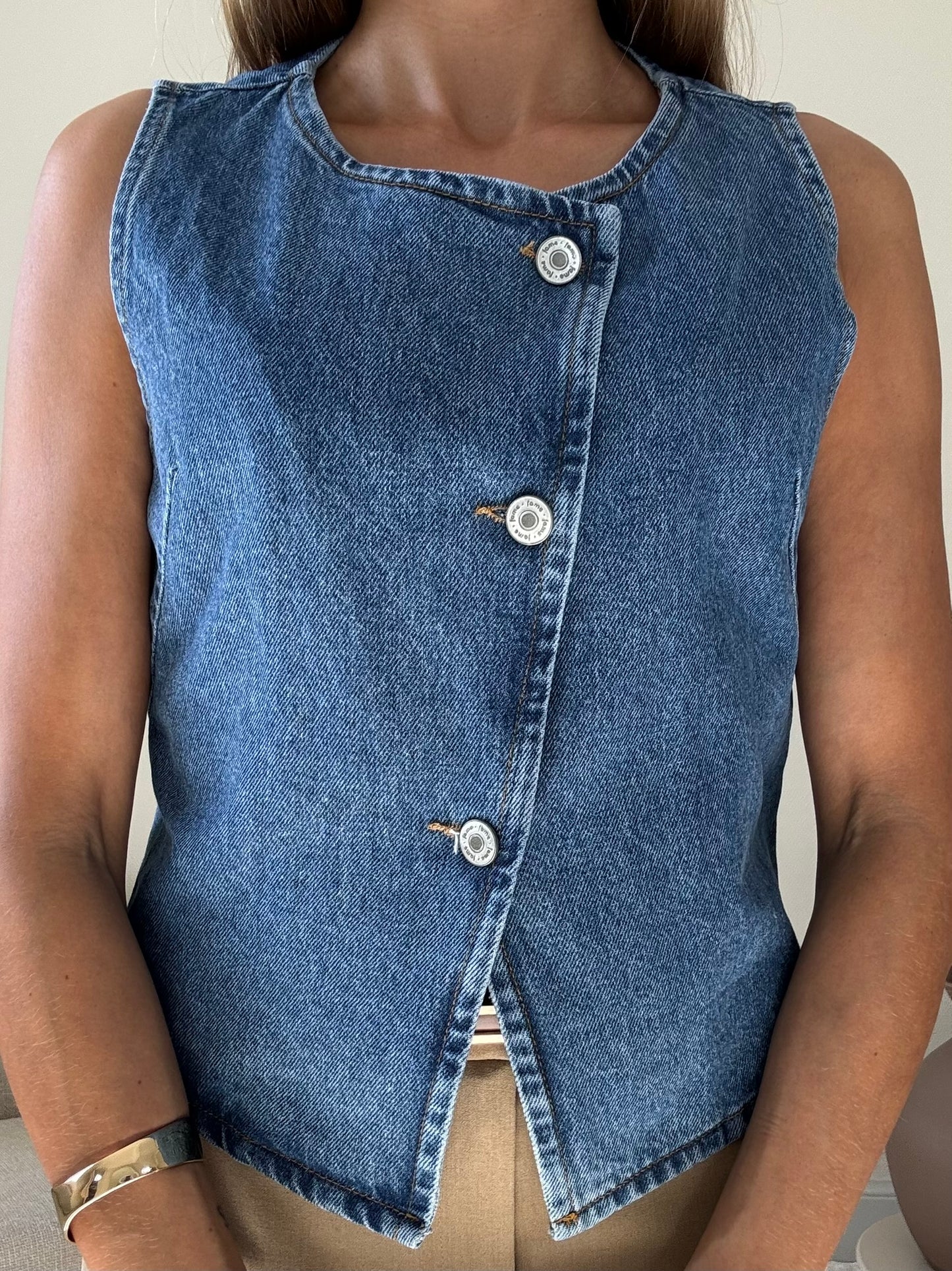 LUNA - Top Gilet denim sans manches